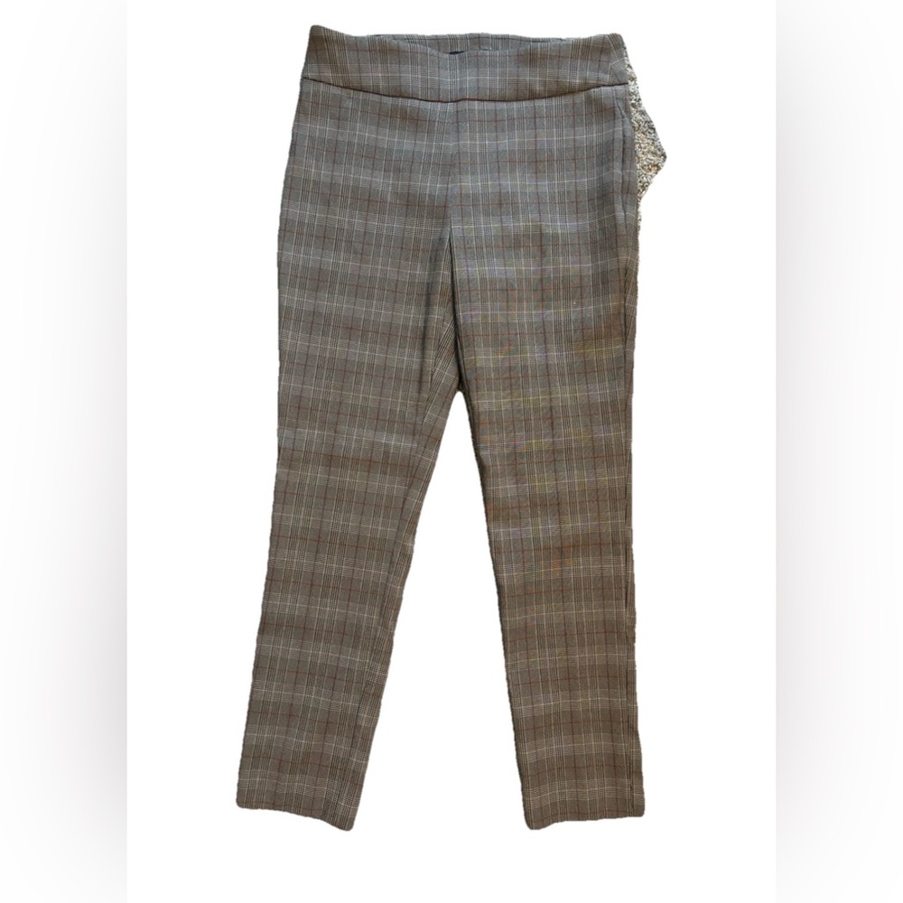 Counterparts Women's Dress Pants Stretchy Slip-On Plaid Size 8 Gray & Red
